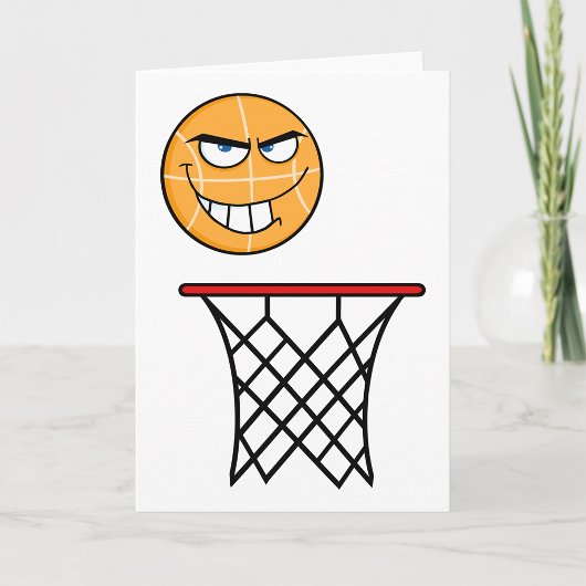 Carte Drôle souriant Basketball visage Dunking