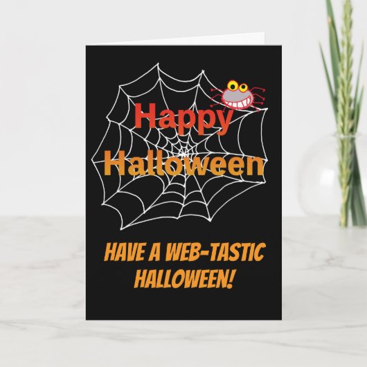 Carte Drôle Spider sur le web d'Halloween (Devant)
