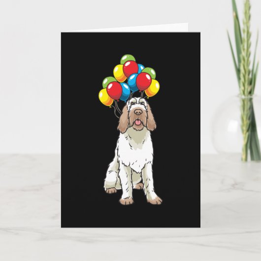 Carte Drôle Spinone Italiano Dog Avec Ballons (Devant)