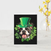 Carte Drôle St Patricks Boston Terrier (Fleur jaune)