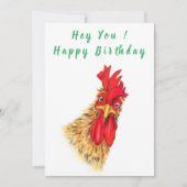 Carte Drôle surpris Curieux Rooster - Joyeux Anniversair (Devant)