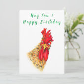 Carte Drôle surpris Curieux Rooster - Joyeux Anniversair (Debout devant)