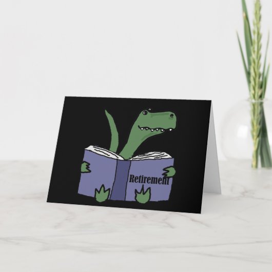 Carte Drôle T-rex Dinosaur Lecture carnet de retraite (Devant)