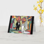 Carte Drôle T-rex Dinosaur Mariée et Mariage de chambre (Fleur jaune)