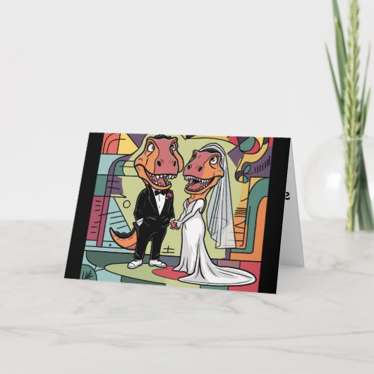 Carte Drôle T-rex Dinosaur Mariée et Mariage de chambre (Devant)