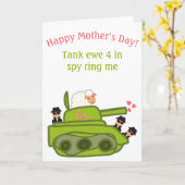 Carte Drôle tank ewe brebis jeu de mots sur la fête des  (Fleur jaune)