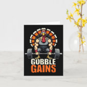 Carte Drôle Thanksgiving Turkey Gains Gym entraînement (Fleur jaune)
