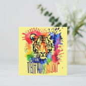 Carte Drôle tigre coloré à l'aquarelle (Debout devant)