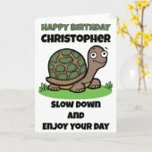 Carte Drôle Tortoise Anniversaire Lent Et Régulier (Fleur jaune)