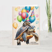 Carte Drôle tortue flottante Anniversaire Surprise" (Devant)