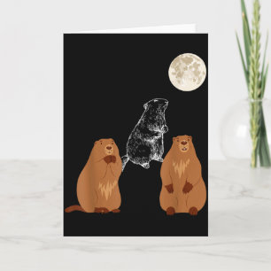 Carte Drôle Trois Marmotte Lune Jour de la Marmotte Homm