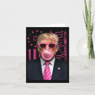 Carte Drôle Trump Bubble Gum Rose Usa Drapeau