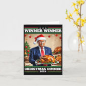 Carte Drôle Trump vainqueur du dîner de Noël (Fleur jaune)