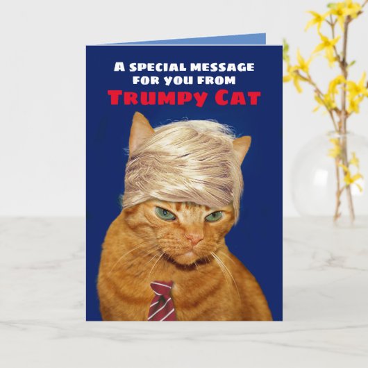 Carte Drôle Trumpy Chat Message d'anniversaire (Fleur jaune)