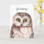 Carte Drôle, tu pars - Je vais te manquer Chouette - (Fleur jaune)