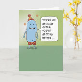 Carte Drôle, tu t'améliores, Anniversaire (Fleur jaune)