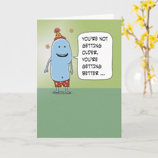 Carte Drôle, tu t'améliores, Anniversaire (Fleur jaune)