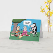 Carte Drôle Vache a besoin de plus de sonnette d'oiseau (Fleur jaune)