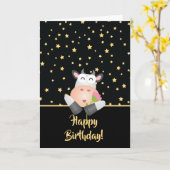 Carte Drôle Vache Cartoon Avec Fleur Mignonne Joyeux Ann (Fleur jaune)