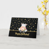 Carte Drôle Vache Cartoon Avec Fleur Mignonne Joyeux Ann (Fleur jaune)