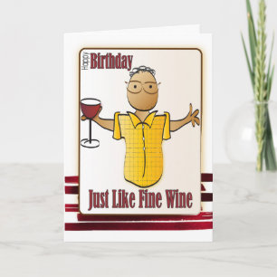 Carte Drôle Vin Homme Cartoon Ethnic Sweet Anniversaire