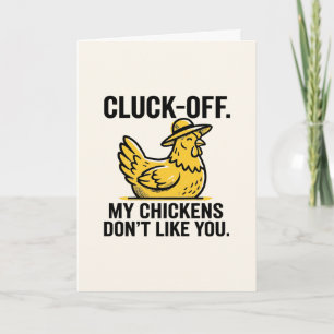 Carte Drôle Vintage Cluk Off Amoureux de Poules Minimali