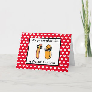 Carte Drôle Weiner et pain pun de la Saint-Valentin