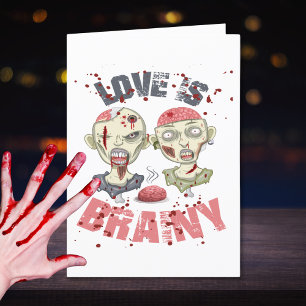 Carte Drôles de Zombies L'Amour est Cérébral Halloween