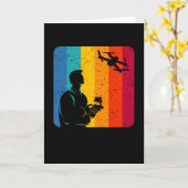 Carte Drone Pilot Vintage Retro Drone Dons (Fleur jaune)