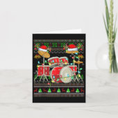 Carte Drum Ugly Christmas Sweater Musical Drum Player Dr (Devant)