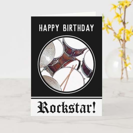 Carte Drummer Birthday Drum Rockstar Musician Drummer C (Fleur jaune)