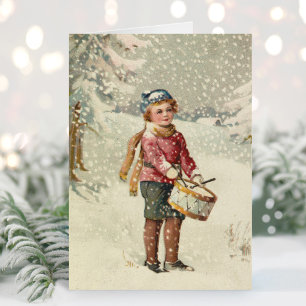 Carte Drummer Boy Noël vintage