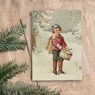 Carte Drummer Boy Noël vintage