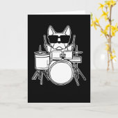 Carte Drummer Drummer Chien avec tambours (Fleur jaune)