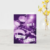 Carte Drummer Groovin' Drumming Perfection Anniversaire (Fleur jaune)