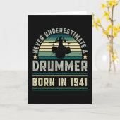 Carte Drummer né 1941 80e anniversaire Drumming Dons (Fleur jaune)