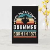 Carte Drummer né 1971 50e anniversaire Drumming Cadeau (Fleur jaune)