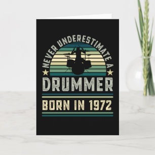 Carte Drummer né 1972 50e anniversaire Drumming Dons