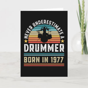 Carte Drummer né 1977 50e Anniversaire Drumming Cadeau