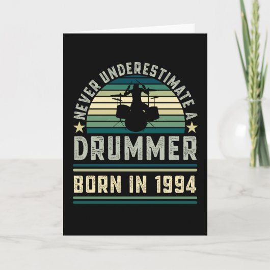 Carte Drummer né 1994 30e anniversaire Drumming Dons (Devant)