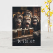 Carte Drunk Singes Boire de la bière dans le Pub Amusant (Fleur jaune)