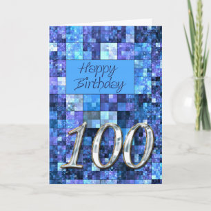 Carte du 100e anniversaire avec carrés abstraits.