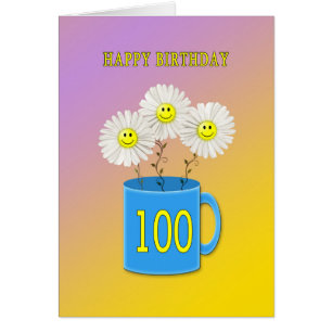 Carte du 100e anniversaire avec fleurs joyeux et s