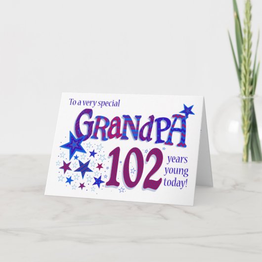 Carte du 102e anniversaire de papy Word Art with S (Devant)