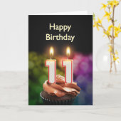 Carte du 11e anniversaire avec bougies (Fleur jaune)