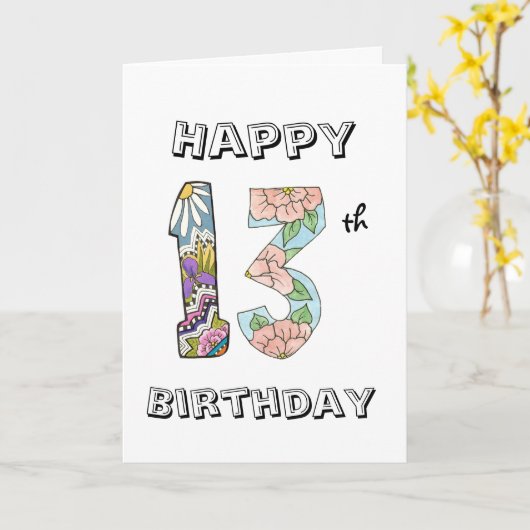 Carte du 13e anniversaire (Fleur jaune)