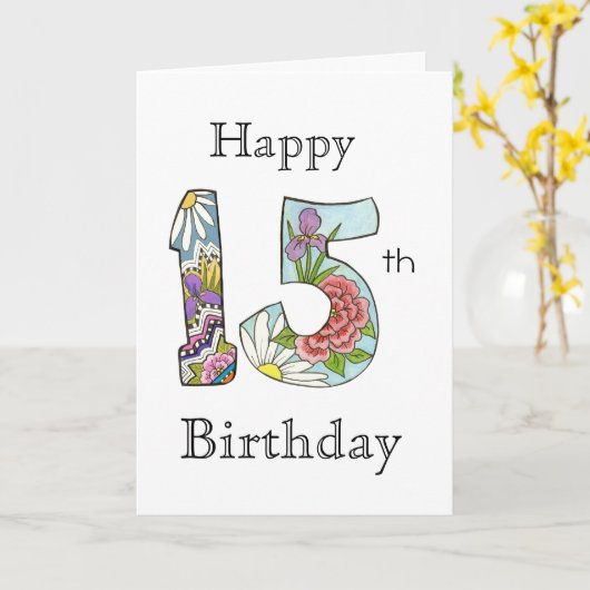 Carte du 15e anniversaire (Fleur jaune)