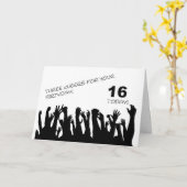 Carte du 16ème anniversaire avec des foules qui ap (Fleur jaune)