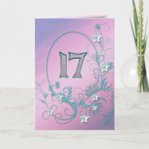 Carte du 17ème anniversaire avec étoiles en diaman
