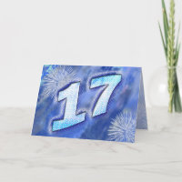 Carte du 17ème anniversaire avec feux d'artifice